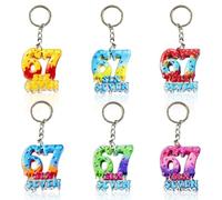Six Seven 67 Lot de 6 porte-clés amusants en acrylique, accessoires pour pendentifs, clés, porte-clés amusants, cadeaux amusants pour 67 fans de meme