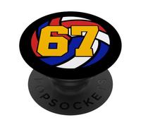 Six Seven 67 Volleyball 6 7 Funny Meme 6-7 Gen Alpha Slang PopSockets PopGrip Adhésif