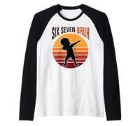 Six Seven Bruh 7th Birthday Retro Party Girls Boys Kid Manche Raglan