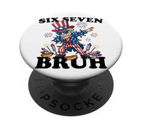 Six Seven Bruh Funny 4 Juillet Dabbing Sam 6-7 4 Juillet PopSockets PopGrip Adhésif