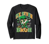 Six Seven Bruh Funny St Patrick’s Day Dabbing Leprechaun Manche Longue