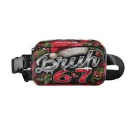 Six Seven Bruh Sac banane tendance à carreaux pour homme et femme Grande capacité avec sangle réglable pour voyage, vacances, course à pied Mariconeras de cintura para hombre