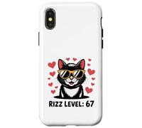 Six Seven Cat Rizz Niveau 67 Meme Cute Hearts Internet Trend Coque pour iPhone X/XS