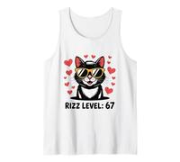 Six Seven Cat Rizz Niveau 67 Meme Cute Hearts Internet Trend Débardeur