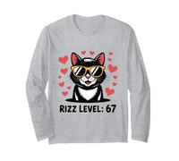 Six Seven Cat Rizz Niveau 67 Meme Cute Hearts Internet Trend Manche Longue