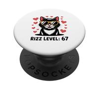 Six Seven Cat Rizz Niveau 67 Meme Cute Hearts Internet Trend PopSockets PopGrip Adhésif