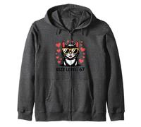 Six Seven Cat Rizz Niveau 67 Meme Cute Hearts Internet Trend Sweat à Capuche