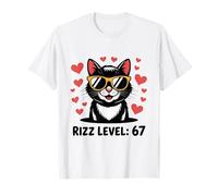 Six Seven Cat Rizz Niveau 67 Meme Cute Hearts Internet Trend T-Shirt