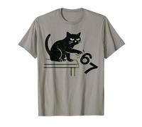 Six Seven Funny 6 7 Meme Cat Knocking Off 67 Funny Cat Funny T-Shirt