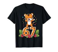 Six Seven Meme Dabbing Baby Tiger 67 Funny Gen Z Apha T-Shirt