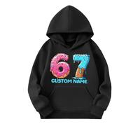 Six Seven Pull,Sweat à Capuche imprimé élégant pour Filles, Pull en Polaire Douce idéal pour Les Tenues décontractées et Les activités de Plein air (Black, 18-24 Months)