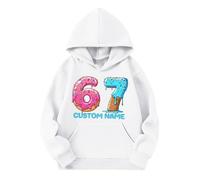 Six Seven Pull,Sweat à Capuche imprimé élégant pour Filles, Pull en Polaire Douce idéal pour Les Tenues décontractées et Les activités de Plein air (White, 18-24 Months)