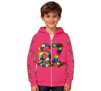 Six Seven Pull,Sweat à Capuche Imprimé Graphique pour Enfants zippé en Tissu Respirant avec Poche Kangourou Parfait pour Les Jeux en Plein air pour(3-12Y) Convient aux garçons