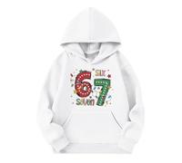 Six Seven Pull,Sweat-Shirt à Capuche imprimé Dessin animé pour Filles, Manches Longues, Poche, Pull Doux et décontracté pour Enfants et Jeunes (White, 18-24 Months)