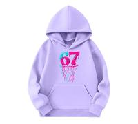 Six Seven Pull,Sweat-Shirt à Capuche imprimé Dessin animé pour Filles, Manches Longues, Poche, Pull, Veste Polaire Douce, vêtement d'extérieur pour Enfants (Purple, 18-24 Months)