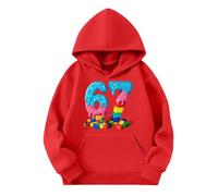 Six Seven Pull-Sweat-Shirt à Capuche imprimé Glace pour Filles- Manches Longues- Poche- Pull décontracté (Red- 18-24 Months)