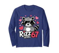 Six Seven Rizz Level 67 Meme Cool Lunettes de Soleil drôles Motif Raton Laveur Manche Longue