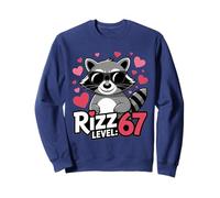 Six Seven Rizz Level 67 Meme Cool Lunettes de Soleil drôles Motif Raton Laveur Sweatshirt