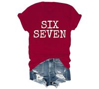 Six Seven Shirt 6 7 T-Shirt 6 7 Meme Tshirt Funny Short Sleeve Graphic Crew Pullover Tops, bordeaux, XXL