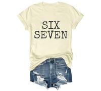 Six Seven Shirt 6 7 T-Shirt 6 7 Meme Tshirt Funny Short Sleeve Graphic Crew Pullover Tops, Jaune crémeux., XL