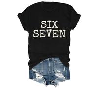 Six Seven Shirt 6 7 T-Shirt 6 7 Meme Tshirt Funny Short Sleeve Graphic Crew Pullover Tops, Noir , XL