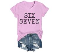 Six Seven Shirt 6 7 T-Shirt 6 7 Meme Tshirt Funny Short Sleeve Graphic Crew Pullover Tops, Rose-VT-1, 3XL