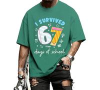 Six Seven Shirt I Survived 67 Days of School Funny Six Seven 67 Meme T-Shirt Fashion Casual Graphic T-Shirt Daily Campus, Vert, M
