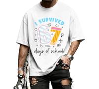 Six Seven Shirt I Survived 67 Days of School Funny Six Seven 67 Meme T-Shirt Fashion Casual Graphic T-Shirt Daily Campus, blanc, 4XL
