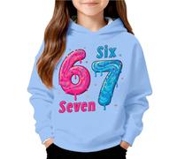Six Seven Sweat à Capuche,Sweat à Capuche imprimé pour Filles, Pull Polaire Doux et décontracté pour Enfants, idéal pour Jouer et l'école (Sky Blue, 9-10 Years)