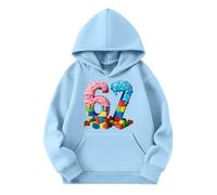 Six Seven Sweat à Capuche,Sweat-Shirt à Capuche imprimé Glace pour Filles, Manches Longues, Poche, Style décontracté et Sportif. (Sky Blue, 18-24 Months)