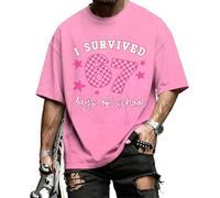 Six Seven T-Shirt - I Survived 67 Days of School Funny Graphic T-Shirt Coton Mode Casual 67 Print T-Shirts Daily Holiday, rose foncé, XL