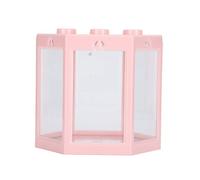 Six - Sided Fish Tank for Desk | 100KG Strong Plastic Aquarium Decoration | Small Fish Bowl for Office/Home/Younger Users | Lightweight & Portable (Rose)