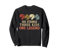 Six Strings Three Kids One Legend Médiator de guitare pour la fête des pères Sweatshirt