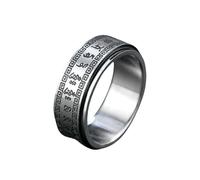 Six Syllabes sacrées Bague rotative pour homme Mantra bouddhiste tibétain Bijoux en titane Anneau en acier titane Accessoire de méditation, 9