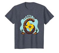 Six Years of Lone Star Cadeau d'anniversaire Amusant Texas T-Shirt, Enfant, Bleu Chiné, 2 Ans