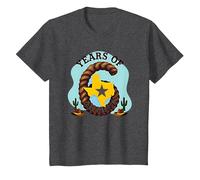 Six Years of Lone Star Cadeau d'anniversaire Amusant Texas T-Shirt, Enfant, Chiné Foncé, 10 Ans
