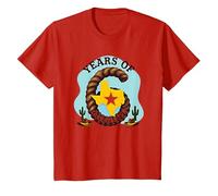 Six Years of Lone Star Cadeau d'anniversaire Amusant Texas T-Shirt, Enfant, Rouge, 4 Ans