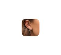 SIXDUTON 6 Pcs Boucle D'oreille pour Femme, Petite CZ Empilées Mini Créoles Lune Étoile D'oreilles Hypoallergéniques Piercing Cartilage Tragus Helix Boucles d'oreilles Bijoux (A-Or)