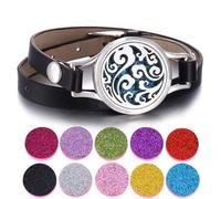 SIXDUTON Bracelet Diffuseur d’Huiles Essentielles pour Femme Arbre de Vie en Acier Inoxydable Bracelet Cadeau de Fête des Mères Noël Saint-Valentin pour Maman Couple Amie (Vagues)