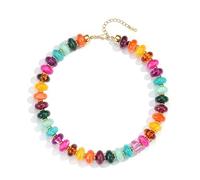 SIXDUTON Collier de perles colorées pour femmes, collier ras-du-cou à perles chunky, collier déclaratif, collier de plage été, collier ajustable bohème, bijoux cadeaux pour femmes et filles