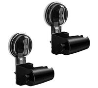 Sixfolo 2 Pcs Support de Douche à Ventouse Support Douche à Main Réglable à Rotation 180 ° Support Tête de Douche Sans Perçage avec Crochet Latéral pour Salle de Bain (Noir)