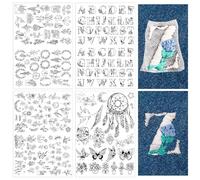 Sixfolo 200Pcs Stabilisateur Broderie Fleur et Feuilles Stabilisateur Soluble Dans L'eau Stabilisateurs de Couture à Main avec Modèles Papillon Lettres Pré-imprimé pour DéButant Amateurs de Broderie