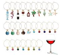 Sixfolo 27 Pcs Breloques pour Verre à Vin - Charm Bagues Marqueurs de Boisson - Balises d'Identification pour Décorations de Fête de Mariage