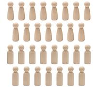 Sixfolo 30Pcs Figurine en Bois a Peindre pour DIY Décorations,53mm | Personnage Bois Non Finies,Petits PoupéE Bois Brut,Wooden Peg Dolls Homme Femme pour Décor de Noël