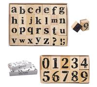 Sixfolo 38 Pièces Set de Tampons Alphabet et Chiffres pour Scrapbook Cartes | Tampon Lettres Alphabet Minuscules,Timbres en Bois Caoutchouc Vintage,Tampon en Bois pour Bricolage