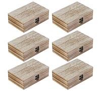 Sixfolo 6PCS Petite Boîte Bois Brut Rustique 15x10x5cm pour Ranger Bijoux | Boîte de Rangement Bois Rectangulaire avec Couvercle,Vintage Caisse Bois avec Charnière Fermoir pour Ranger Petits Objets