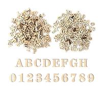 Sixfolo Lettres en Bois et Numéros en Bois 400 Pcs lettre Majuscule A-Z 15mm Chiffres en bois 0-9 Non Peints Mini lettre Scrabble Deco avec Boîte pour Enfants et Décoration,Mixxed Aléatoirement