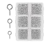Sixfox Lot de 400 mini crochets à vis argentés 3 tailles | 8 mm, 10 mm, 13 mm, pour la fabrication de bijoux, boîte de tri incluse, vis à anneaux, aiguilles à œillets