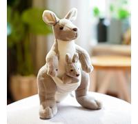 Sixfox Peluche kangourou de 28 cm, peluche kangourou réaliste et moelleuse, kangourou, à câliner, pour enfants
