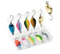SIXHAOBU 10 PCS Cuillere Peche Truite,Trout Lures Sequins Trout Spoon SetMetallic Realistic Spinning Spoon Set avec 3 Poids (2.5g/3.5g/5.0g) avec boîte pour Truite, Perche,pêche,Excursions de pêche